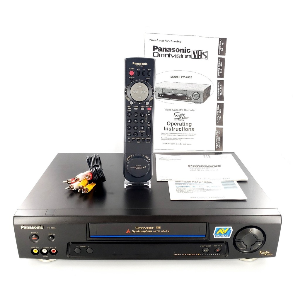 Panasonic Omnivision PV-7662 VCR VHS Player Recorder Hi-Fi w/ Remote Tested